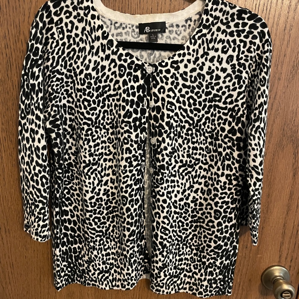 AB Studio Monochrome Leopard Print Sweater